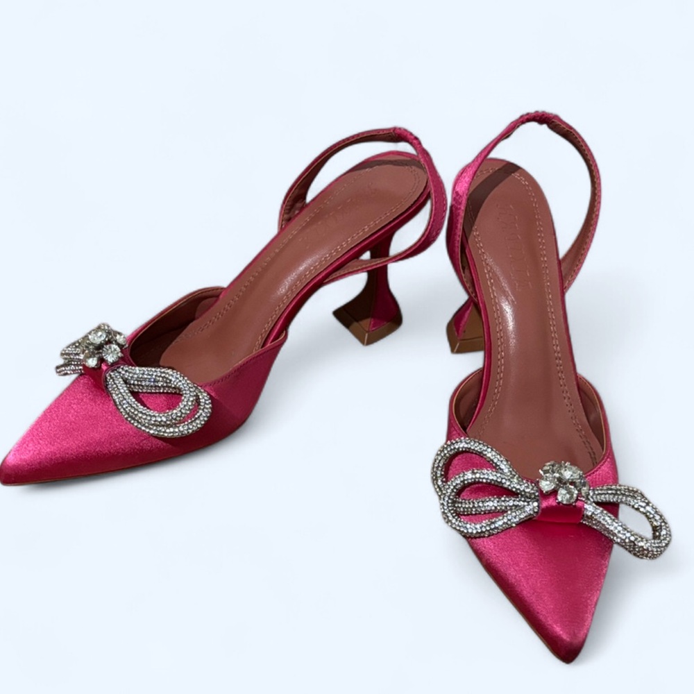 Elegant Pink Satin Women's Heels